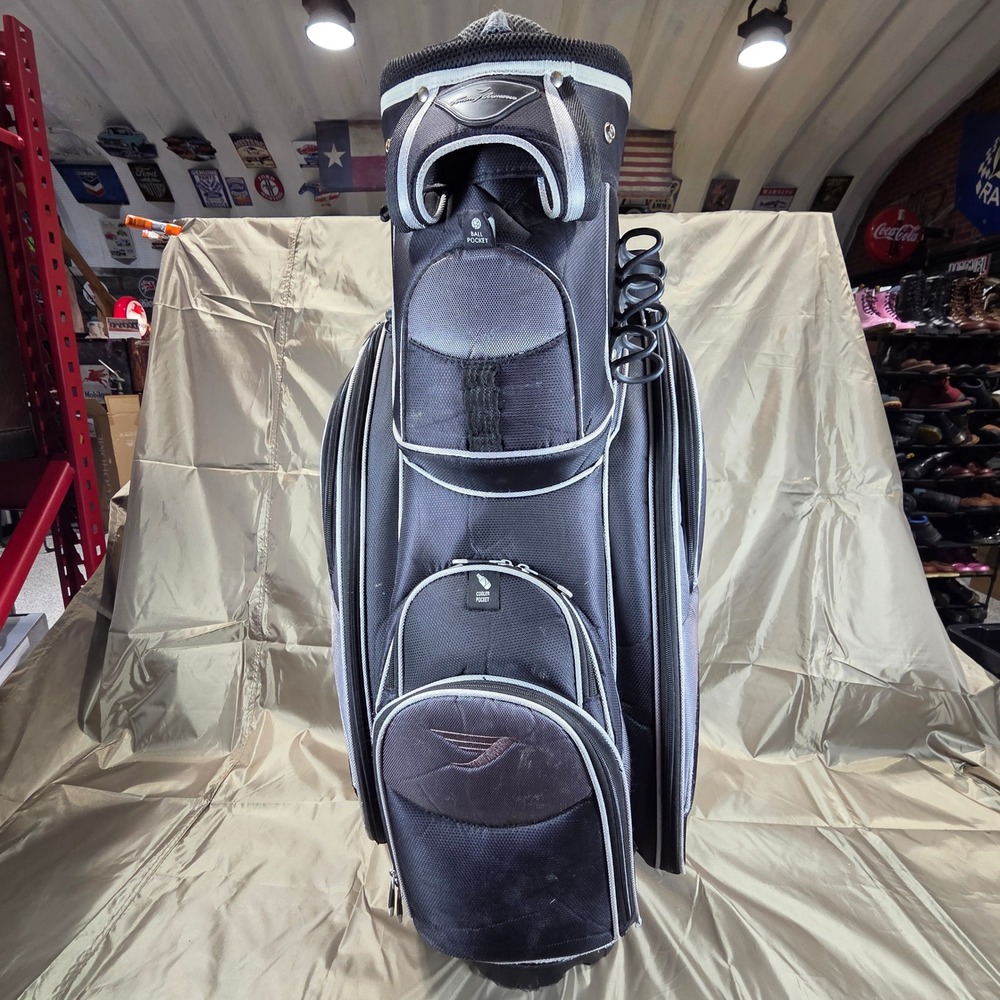 Tommy Armour Golf Cart Bag Black Silver 14-Way Divider Cooler Valuables Pockets